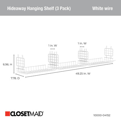 ClosetMaid Hideaway - Estante Colgante de Alambre para armarios, despensas, lavaderos (Paquete de 3)