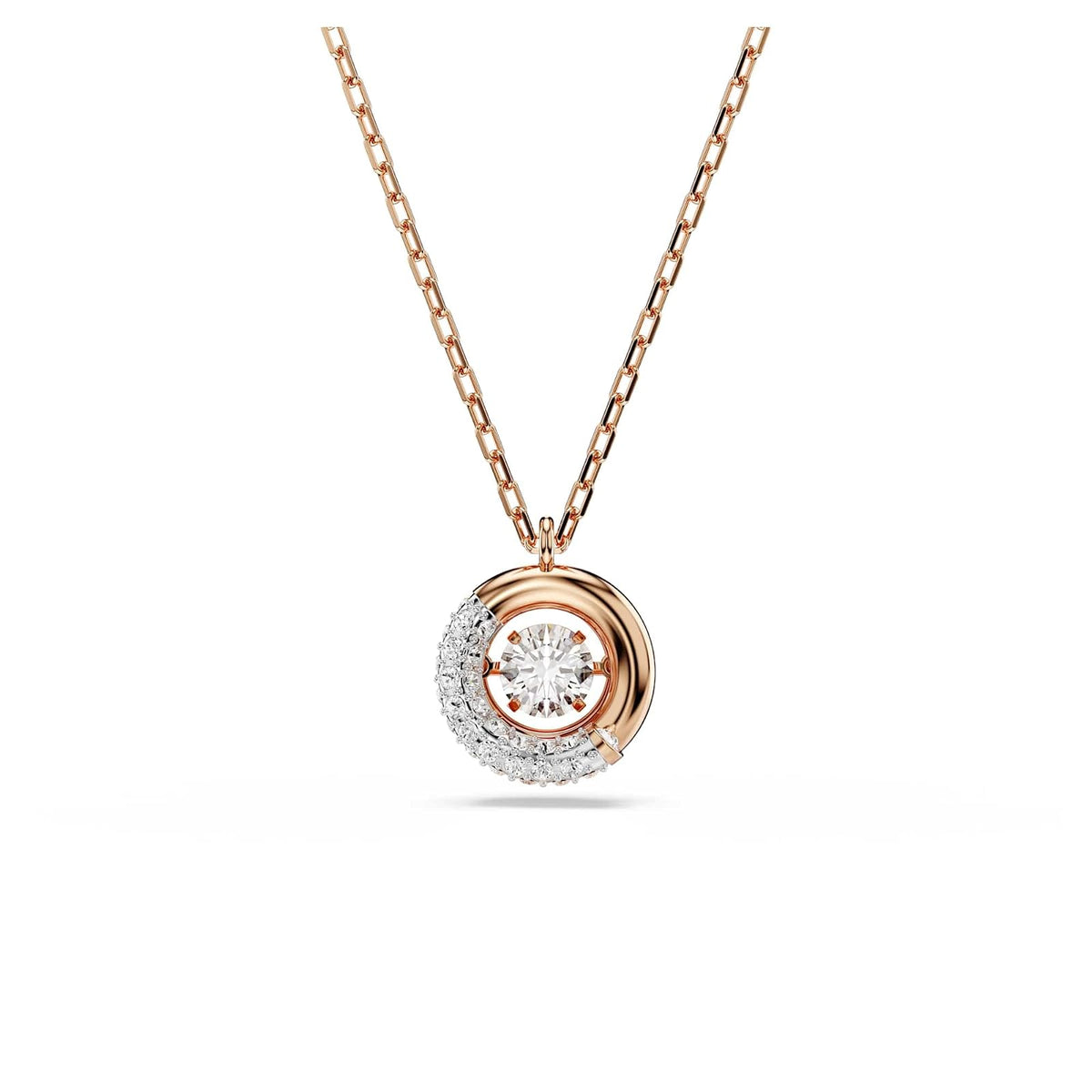 Swarovski Colgante Dextera, Talla redonda, Blanco, Baño tono oro rosa