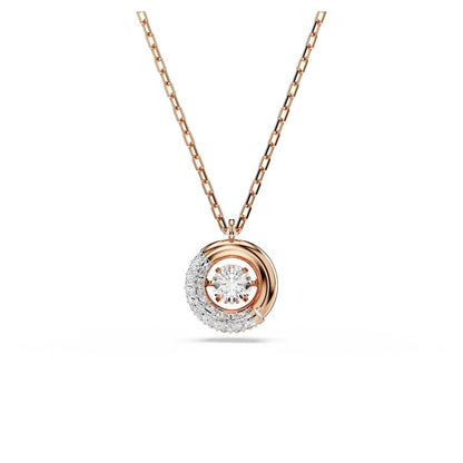 Swarovski Colgante Dextera, Talla redonda, Blanco, Baño tono oro rosa