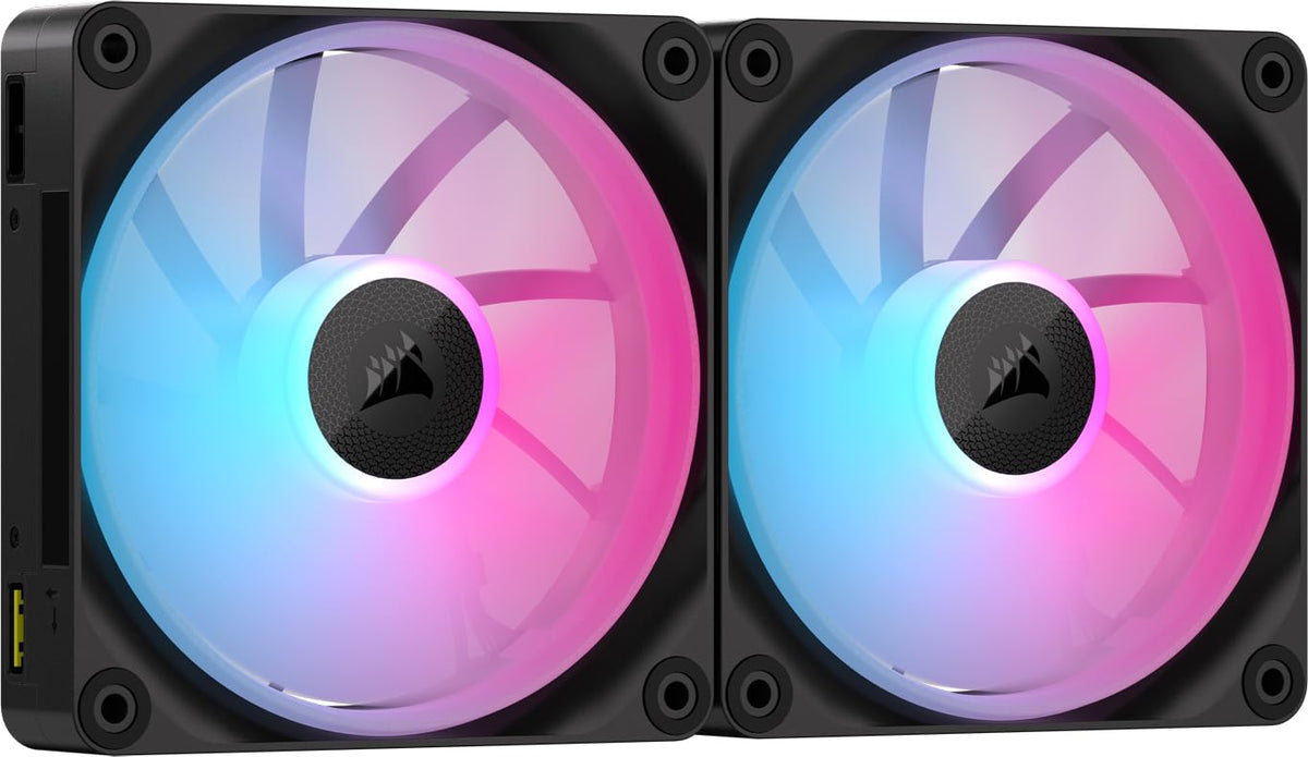 Corsair iCUE Link LX120 RGB Ventiladores PWM, Kit con iCUE Link System Hub - 2 x 140mm - Negro -