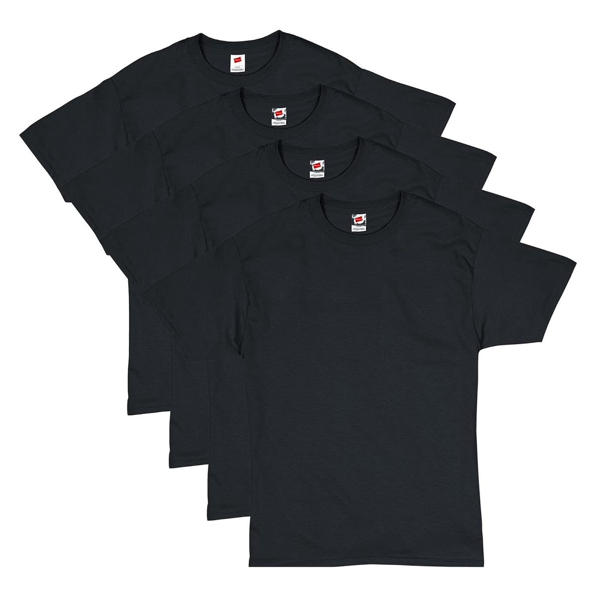 Hanes ComfortSoft Playera de Manga Corta para Hombre, Paquete de 4 - Negro - CH