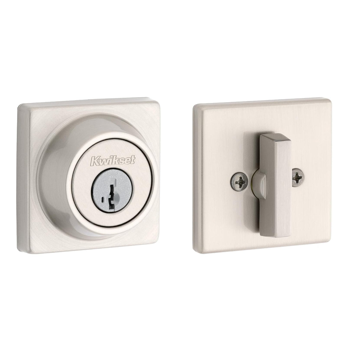 Kwikset 660 Cerradura de Cerrojo Redonda con Microban - Níquel satinado - Cuadrado - Nuevo pestillo