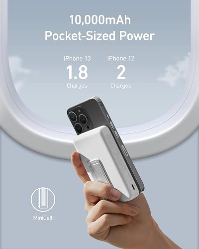 Anker Power Bank 10000mAh Inalámbrico Magnético 20W Rápida Plegable | Batería Externa Cargador Portátil, Para iPhone 17/16/15/14, Galaxy, iPad, Xiaomi