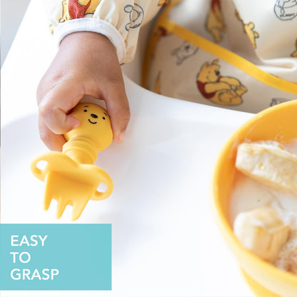 Bumkins Disney - Juego de utensilios para bebé, cucharas de silicona masticables para sumergir, autoalimentación, destete LED para bebé, aprendizaje de entrenamiento en la primera etapa de comer,