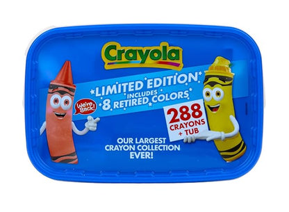 Crayola - Tina de lápices de colores de edición limitada (288 quilates), lápices de colores a granel para niños, suministros de arte para el aula para preescolar y jardín de infantes, esenciales para