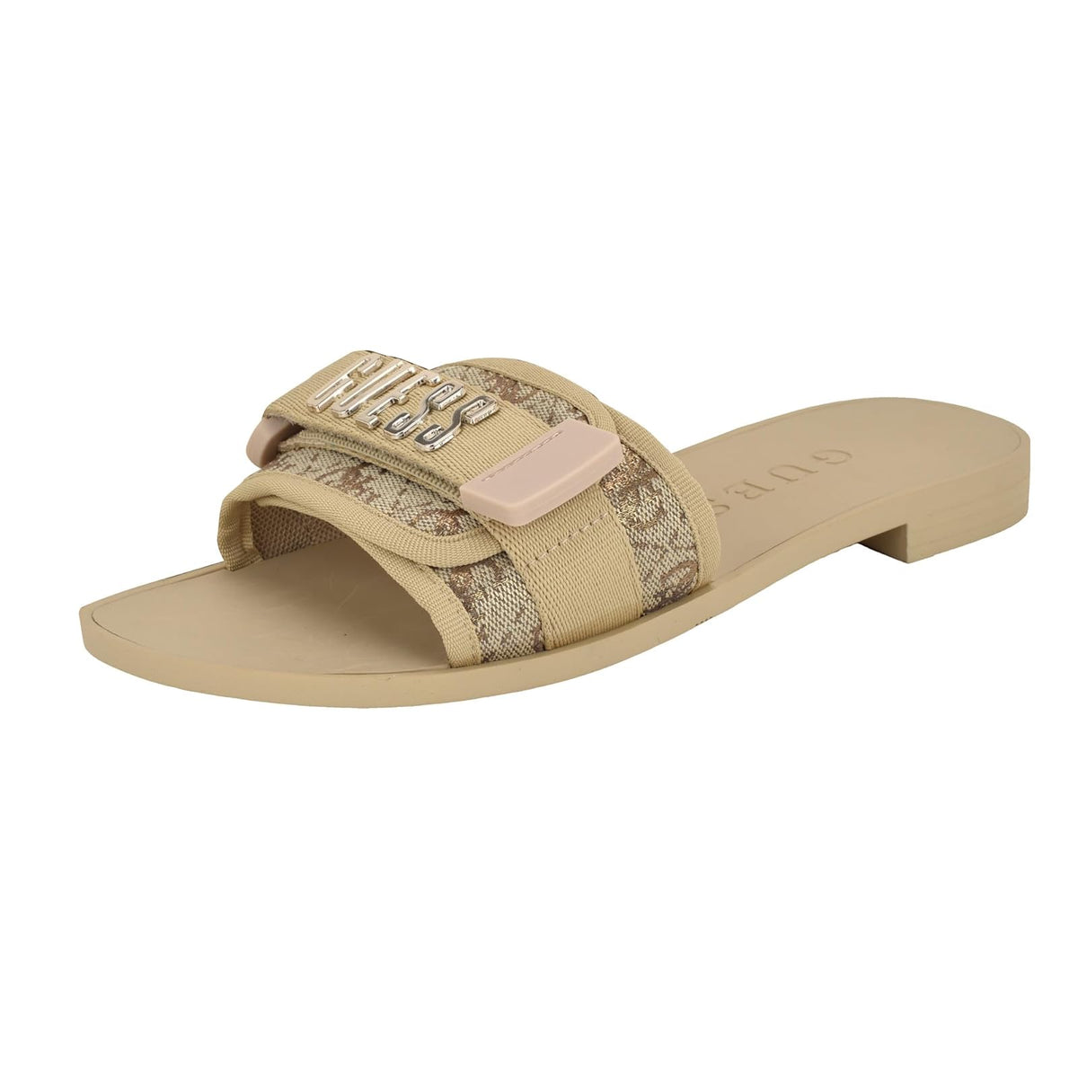 Guess Elyze Sandalias planas para mujer - 26.0 cm - Dorado - café Logo 710