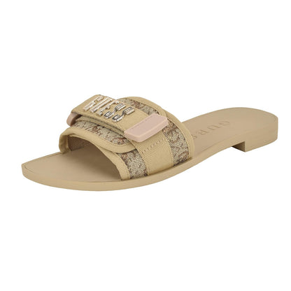 Guess Elyze Sandalias planas para mujer - 26.0 cm - Dorado - café Logo 710