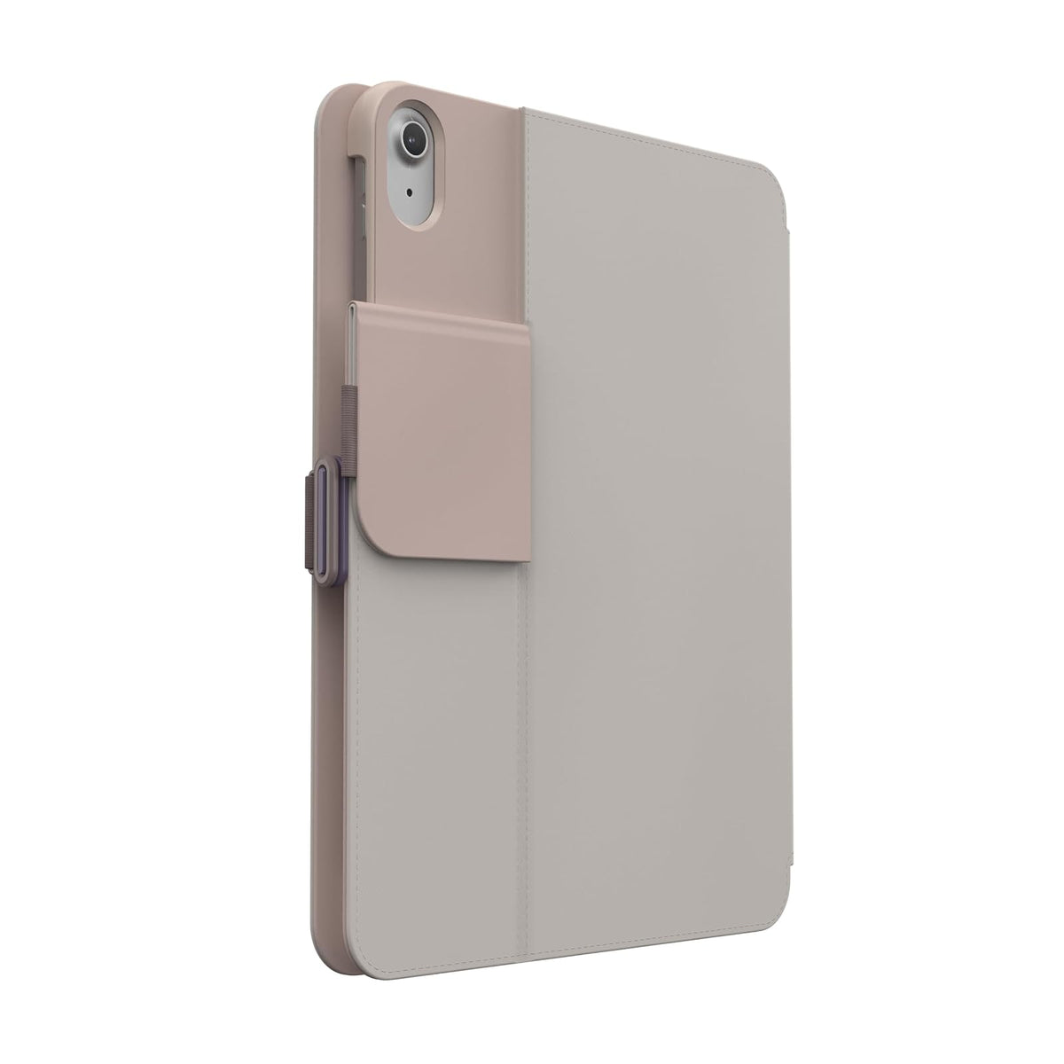 Speck - Funda para iPad Pro de 10.9 Pulgadas de 10.9 Pulgadas, protección contra caídas y cámaras, Soporte Delgado de múltiples rangos, Soporte para lápices Apple - Gris Haya/Canela