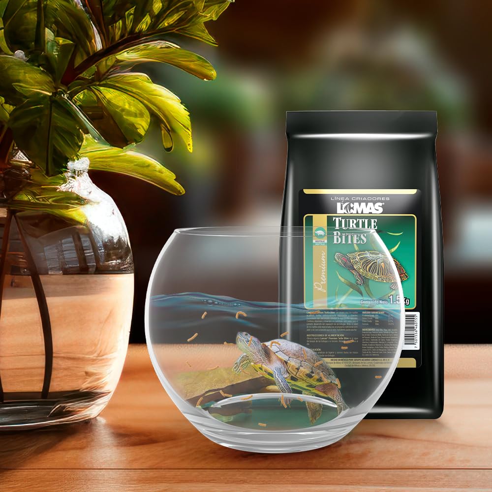 Wardley Lomas Turtle Bites 1.5 kg Alimento para Tortugas y Reptiles Acuáticos Flotante con Vitaminas y Calcio
