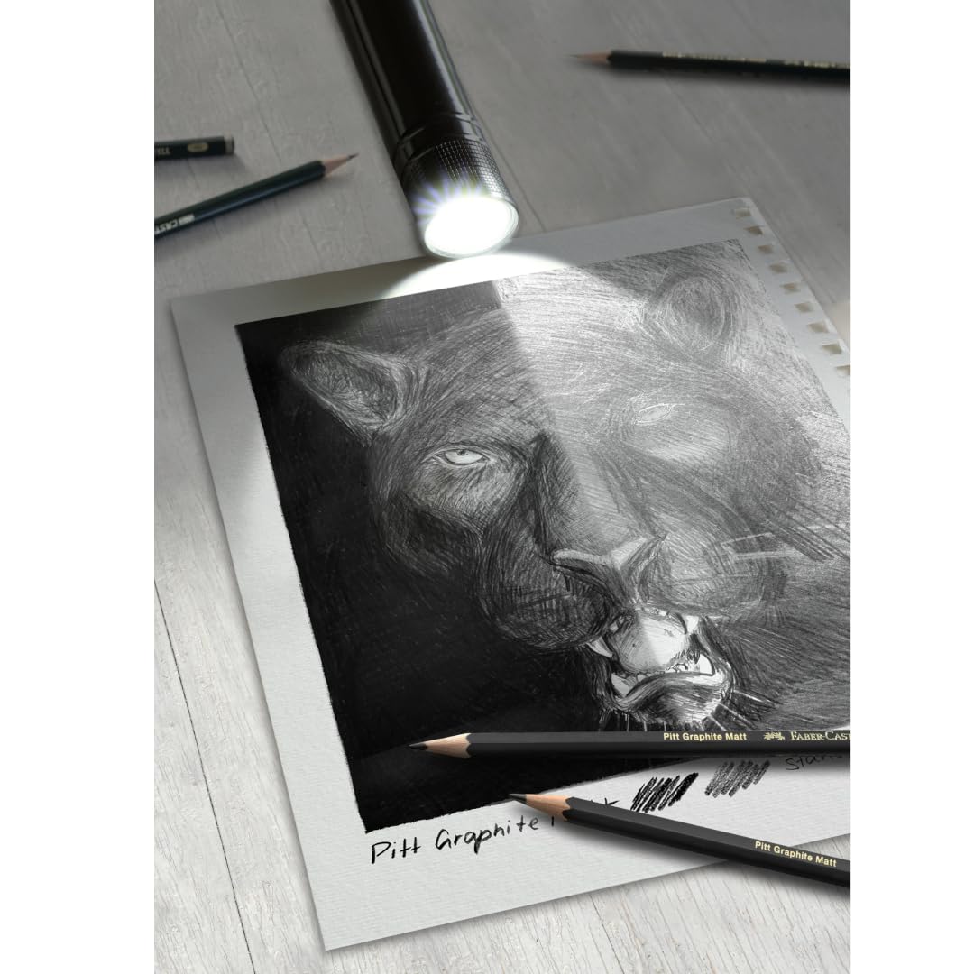 Faber-Castell Set Pitt Graphite Matt & Castell 9000, Estuche de metal con 20 artículos, 8 Castell 9000 y 8 Pitt Graphite Matt, cuenta con sacapuntas de metal, goma, goma moldeable y difuminador