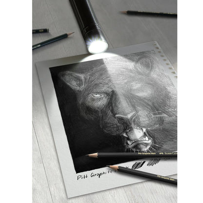 Faber-Castell Set Pitt Graphite Matt & Castell 9000, Estuche de metal con 20 artículos, 8 Castell 9000 y 8 Pitt Graphite Matt, cuenta con sacapuntas de metal, goma, goma moldeable y difuminador