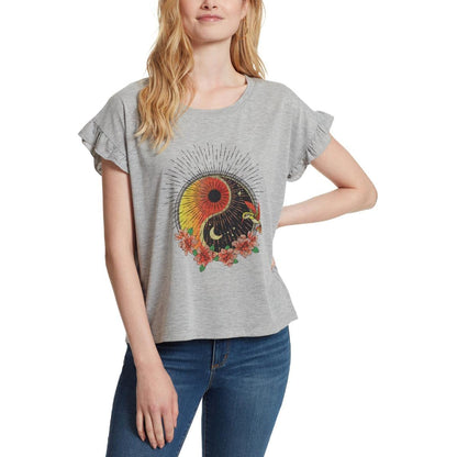 Jessica Simpson Sawyer - Camiseta de Manga Corta con diseño de pétalo Camiseta para Mujer