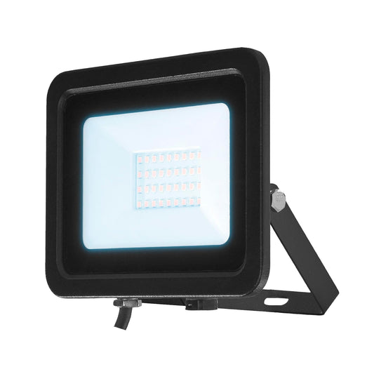 ILLUX Reflector LED Exterior 30W, Luz Fría 6500K, Impermeable IP65, Sobreponer en Piso, Negro, Iluminación para Fachadas y Jardines RL-3630.N65