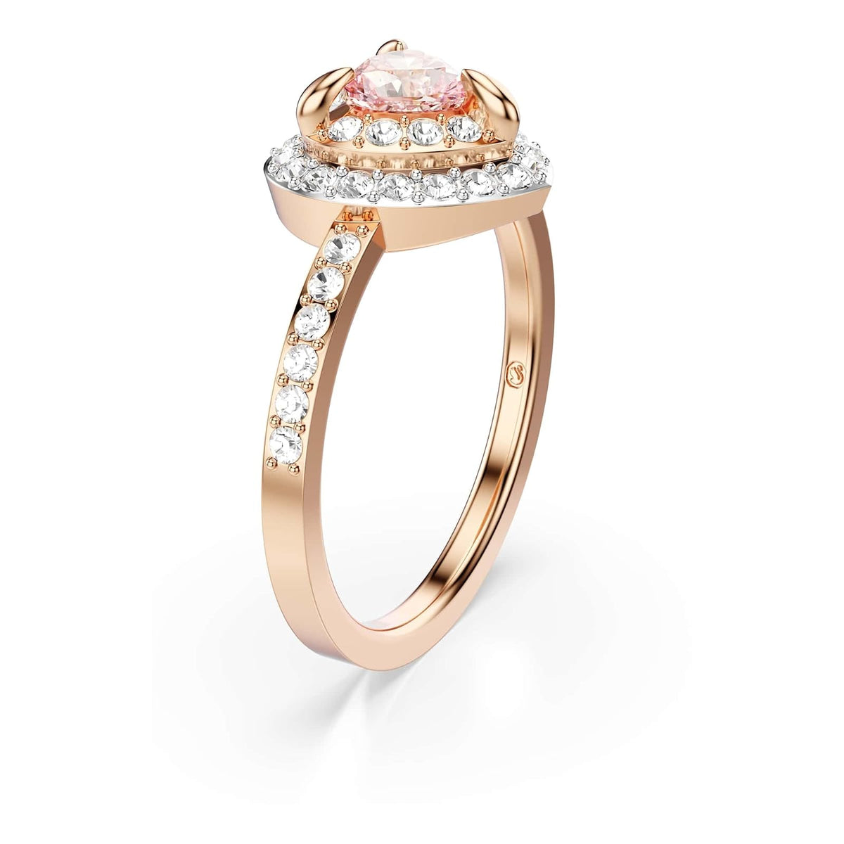 Anillo Swarovski One con motivo de corazón, pavé, corazón, rosa, acabado en metal mixto