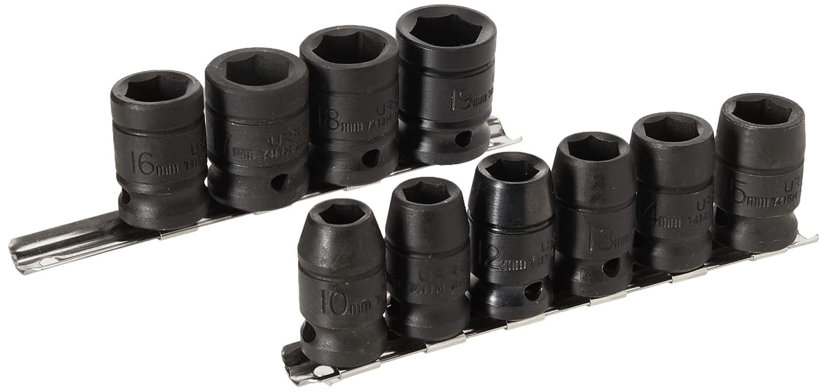 Urrea 74202M Juego de dados de impacto cuadro de 1/2", 6 puntas, métricos, 10 piezas - 10 piezas