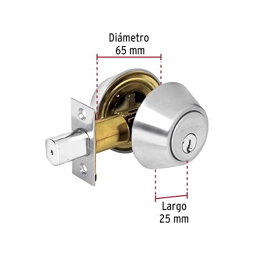 Hermex Basic CERO-32P, Cerrojo doble cilindro, cromo mate