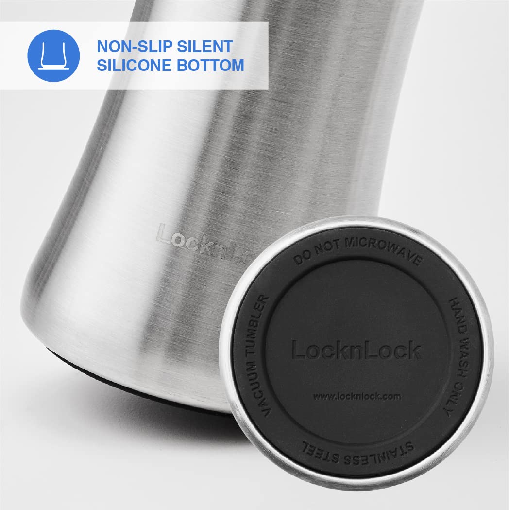 LocknLock - Vaso de cerveza de acero inoxidable con aislamiento de doble pared, 560 ml, color plateado