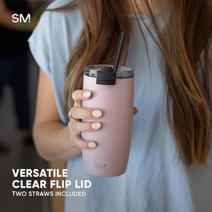 Simple Modern Taza de Café para Viajes con Tapa Abatible | Taza de Café Helado de Acero Inoxidable Aislada | Regalos para Mujeres & Hombres | Voyager Colección | 470ml | Slumberland