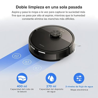 roborock Q7 L5 Robot Aspiradora y Trapeador (Negro Medianochel) | 8,000 Pa, Doble sistema antienredos, LiDAR, Depósitos de polvo y agua de gran capacidad, Hasta 210 m², Control por App