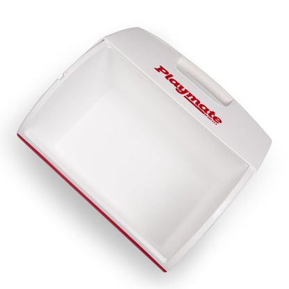 Igloo Playmate Elite Cooler Rojo/Blanco, 16 Qt | Baúl de hielo aislado, capacidad para 30 latas, diseño de tienda de campaña, tapa de botón, asa de transporte moldeada