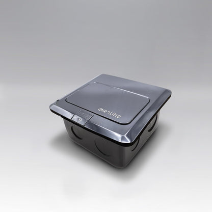 Placa APL-003 Artlite, Tomacorriente Empotrable Color Gris Oxford de Piso, Doble Salida, Acero + Pc + Hierro Galvaniado,15A,Materiales De Alta Calidad. (APL-003)