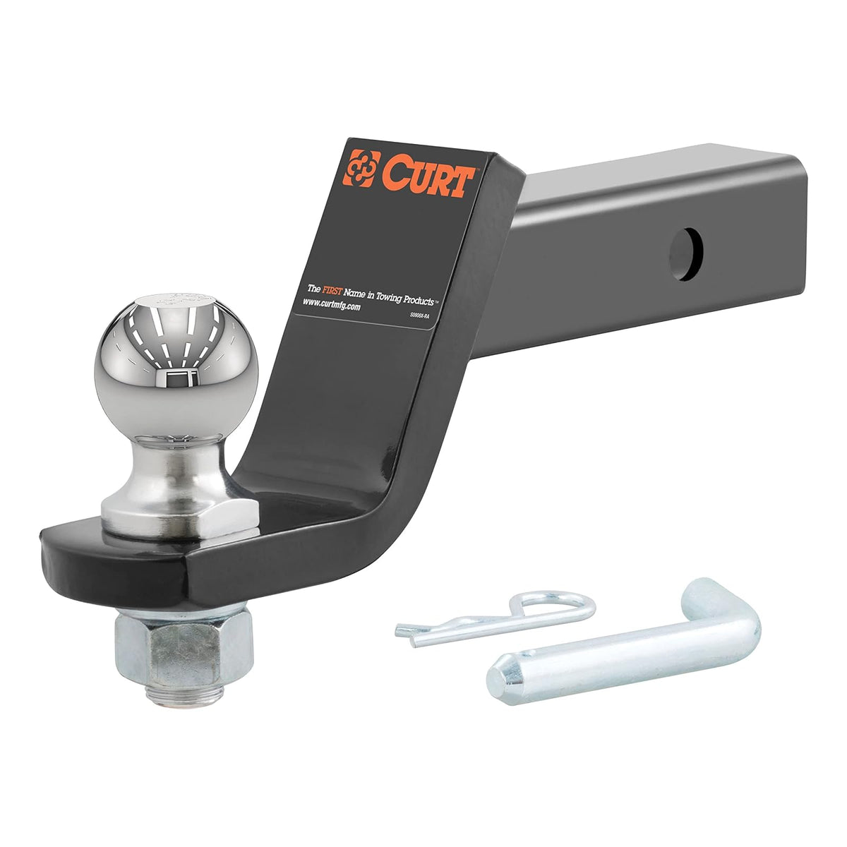 CURT Soporte de Enganche de Remolque con Bola y Pin de 2 in 45056, Caída de 4 in, Negro