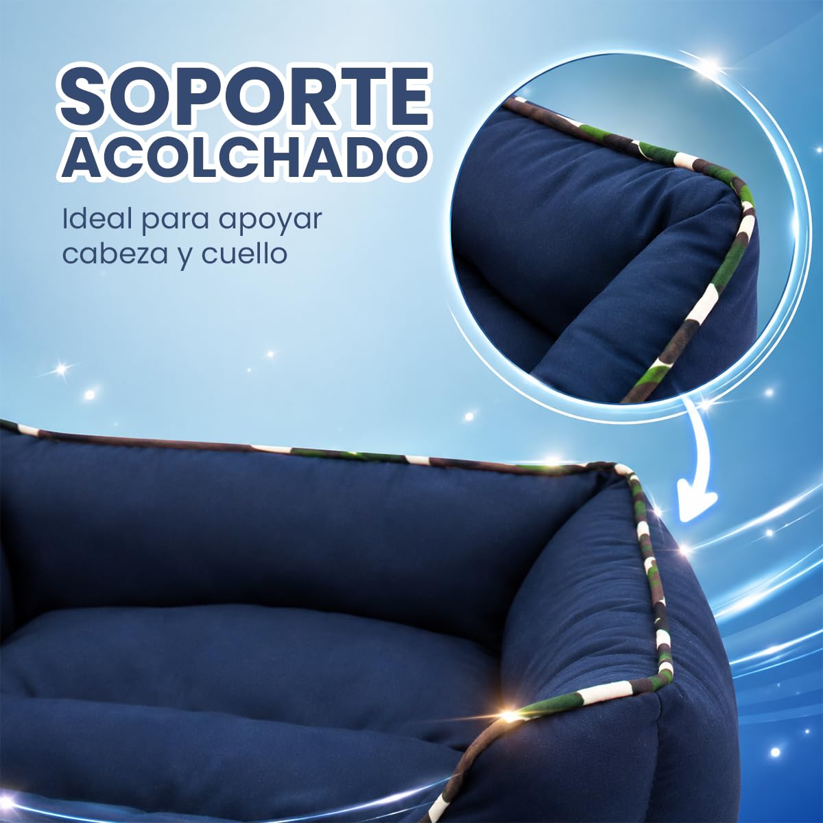 Fancy Pets Cama Corgi para Perros Chica 53 x 44 x 22 cm Azul Cama Acolchada con Orilla Suave Lavable y Resistente para Descanso Diario