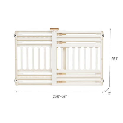 IRIS USA 61 cm a 99.1 cm Barrera Ajustable para Mascotas Portátil y Expandible, para Cachorros y Perros Pequeños a Medianos, Fabricada en Plástico Resistente Moldeado de 63.5 cm de Altura, Blanco