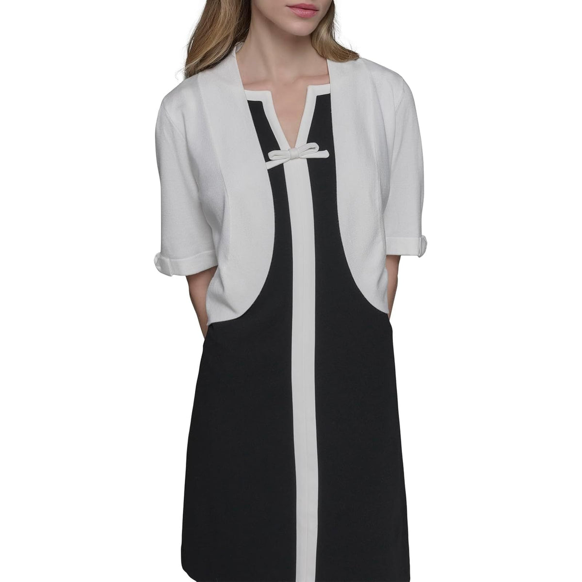 Karl Lagerfeld Cropped Short Sleeve Shrug Vestido Informal Mujer
