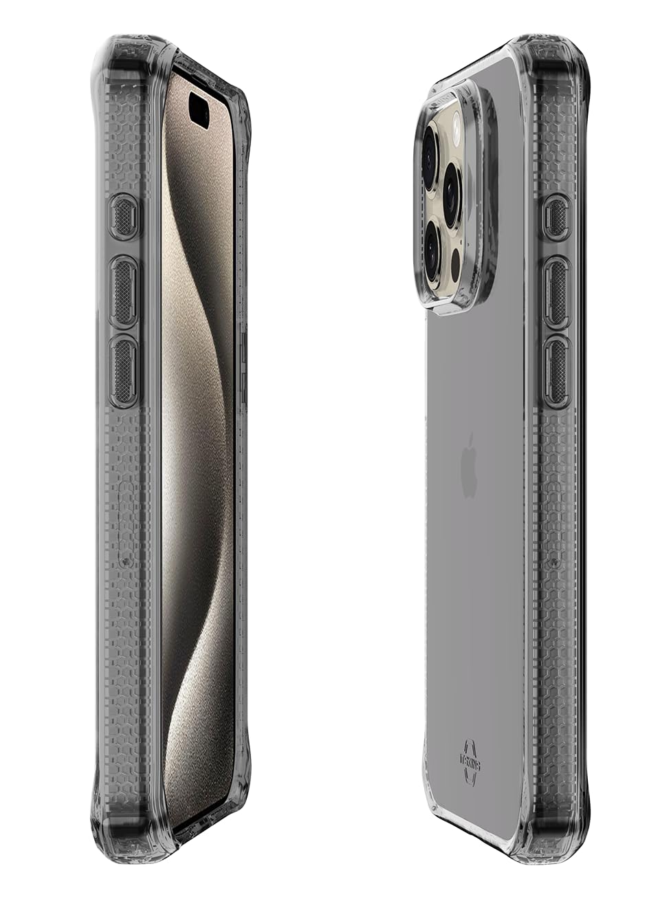 ItSkins Spectrum R Clear Funda Compatible con iPhone 15 Pro, Protección Caídas 3m, Bordes Elevados, Tecnología Antimicrobiana - Humo