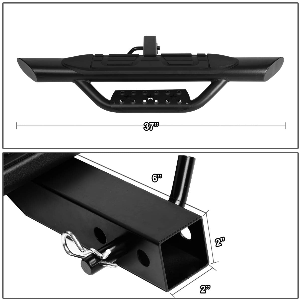 DNA Motoring PT-ZTL-8117 - Receptor de 2 Pulgadas, 36.5 x 3.75 Pulgadas, Barra de Enganche de Remolque, Color Negro