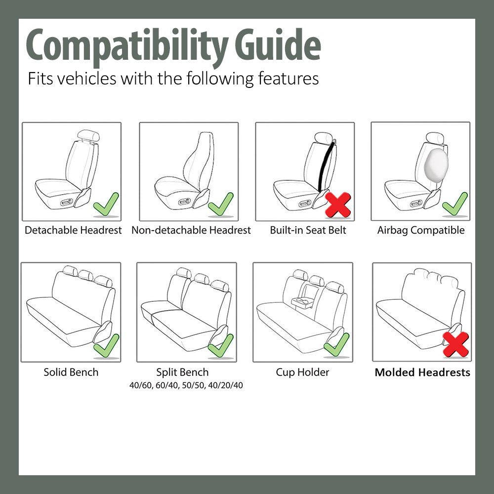 FH GROUP Universal Fit Full Set High Back Royal Seat Cover - PU Leather (Black) (Airbag Compatible and Rear Split, Fit Most Car, Truck, SUV, or Van, FH-PU103115)