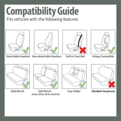 FH GROUP Universal Fit Full Set High Back Royal Seat Cover - PU Leather (Black) (Airbag Compatible and Rear Split, Fit Most Car, Truck, SUV, or Van, FH-PU103115)