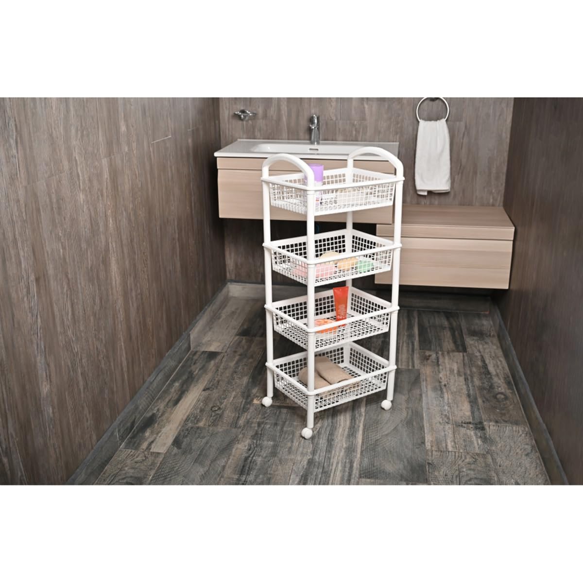 Italhome Estante De 4 Niveles con Ruedas, Organizador De Almacenaje Multiusos Carrito De Cocina Blob