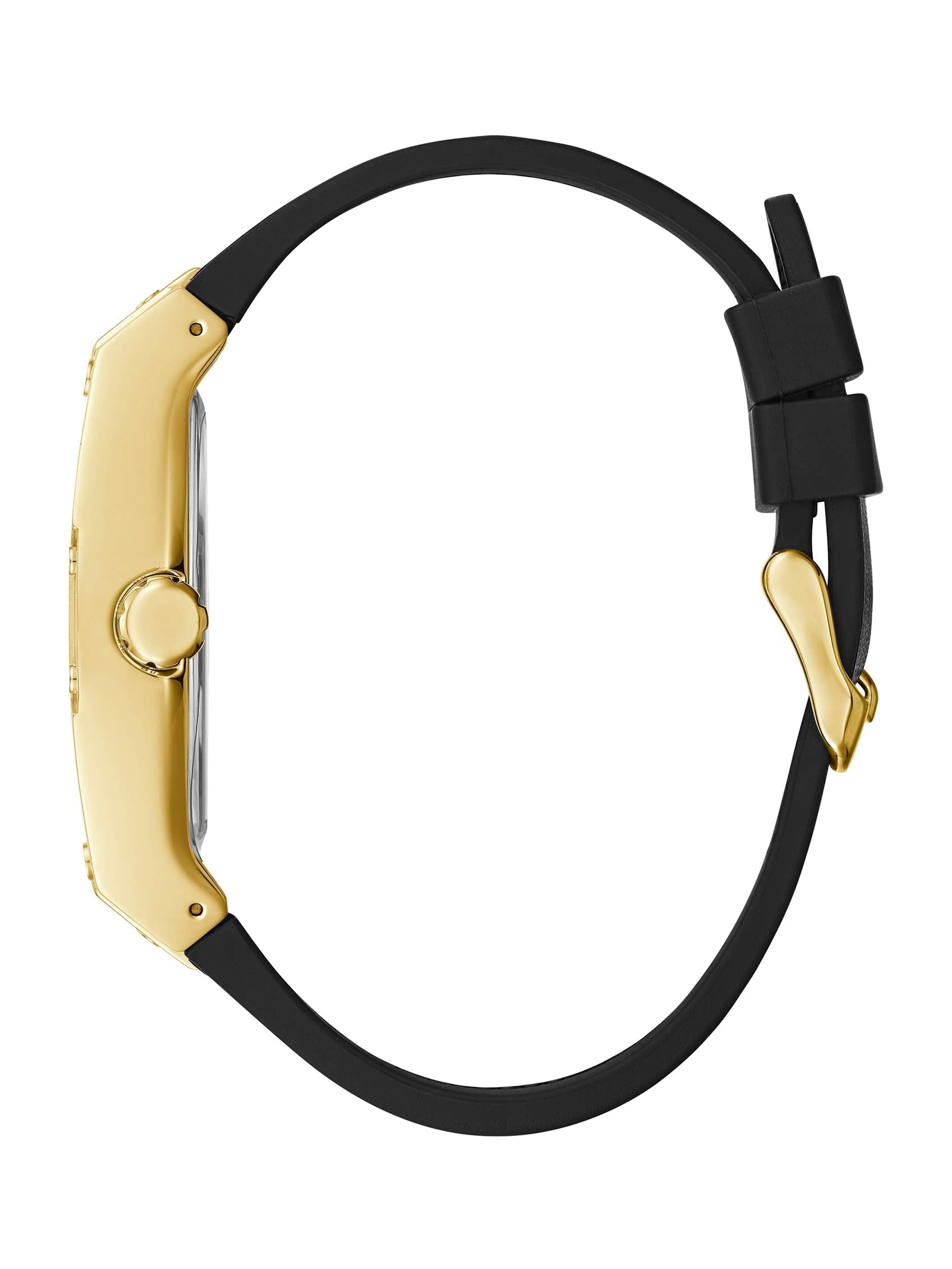 Guess Reloj analógico de cuarzo para hombre con correa de silicona lisa negra (modelo: GW0202G1)