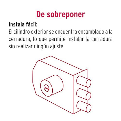 Hermex CS-93, Cerradura de sobreponer, 3 barras