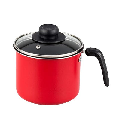 Ekco | Hervidor con Tapa Classic de Aluminio Antiadherente Rojo 14cm | Tapa de vidrio, Fácil limpieza, Libre de PFOA, Cocción uniforme, Asas remachadas, Tapa de vidrio, Baquelita aislante