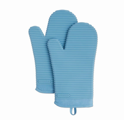 KitchenAid Juego de 2 Manoplas de Silicona Acanaladas - 7.5"x13" - Terciopelo azul