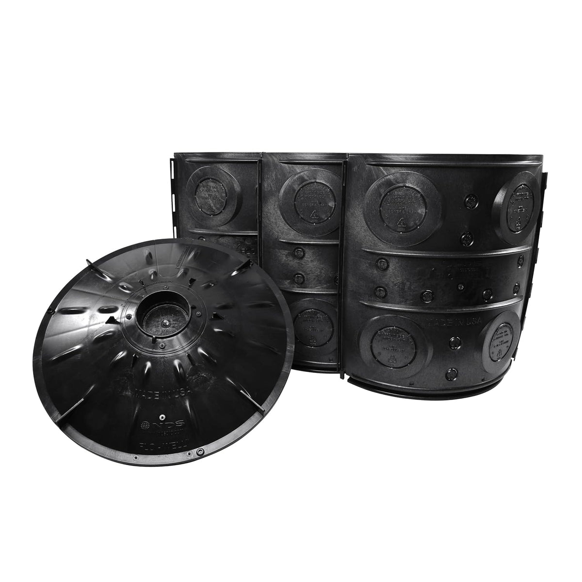 Flo-Well 28.75” 40 Gal Drainage Tank - Catch Basin Landscaping Water Diverter - Gutter to Dry Well Advanced French Drain System - Drainbox for Outdoor Surface Catch Basins - Rainwater Lawn Treatment