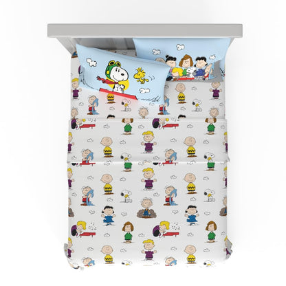 Franco Collectibles Peanuts Snoopy Bedding Juego de sábanas de Microfibra súper Suave y acogedora, de 4 Piezas, (Producto con Licencia Oficial)