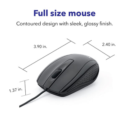 Verbatim Bravo Wired Notebook Optical Mouse, Black (98106)
