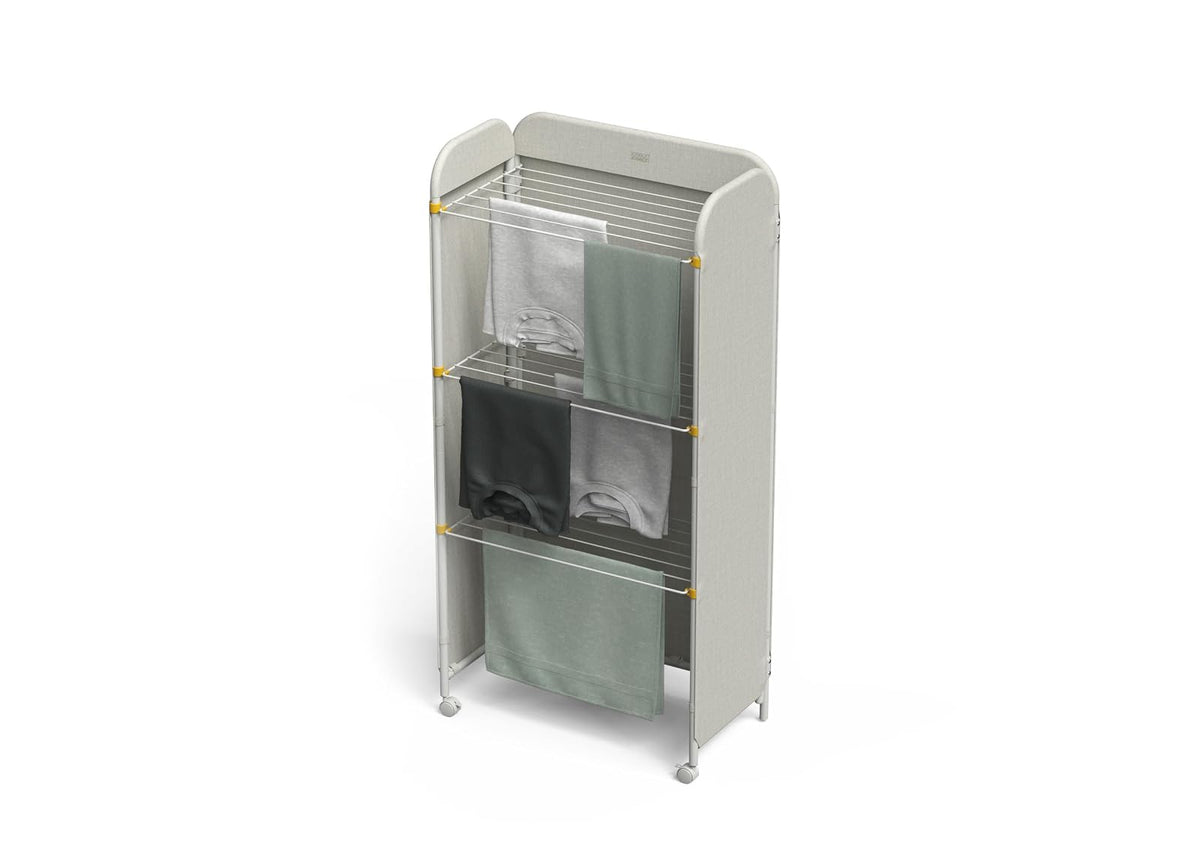 Joseph Joseph Tendedero Plegable Eclipse | Estante de Secado Ajustable de 3 Niveles | Cubierta de Tela integrada | Plegable con Ruedas| Resistente, Elegante y Minimalista