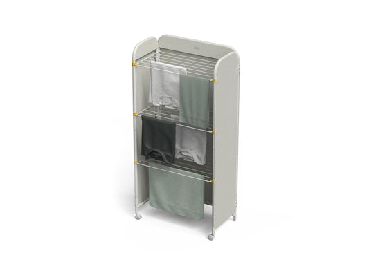 Joseph Joseph Tendedero Plegable Eclipse | Estante de Secado Ajustable de 3 Niveles | Cubierta de Tela integrada | Plegable con Ruedas| Resistente, Elegante y Minimalista