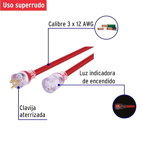 Volteck ERA-6X12, Extensión Reforzada aterrizada 6 m 3x12 AWG