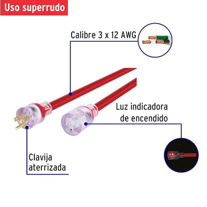 Volteck ERA-6X12, Extensión Reforzada aterrizada 6 m 3x12 AWG