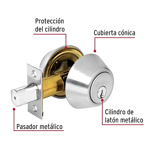 Hermex Basic CERO-32P, Cerrojo doble cilindro, cromo mate