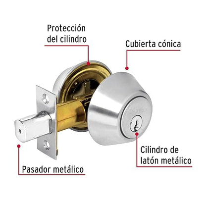 Hermex Basic CERO-32P, Cerrojo doble cilindro, cromo mate