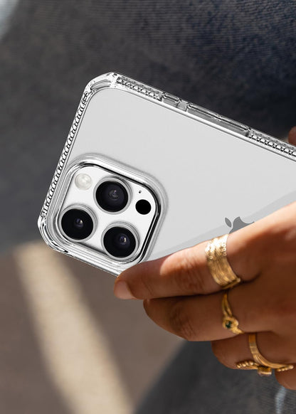 ItSkins Spectrum R Clear Funda Compatible con iPhone 15 Pro MAX, Protección Caídas 3m, Bordes Elevados, Tecnología Antimicrobiana - Humo