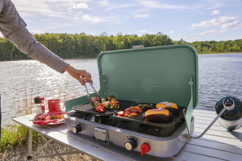 Coleman Cascade - Accesorios para parrilla y plancha, rejillas de cocina de hierro fundido para estufas en cascada, estuche de transporte incluido