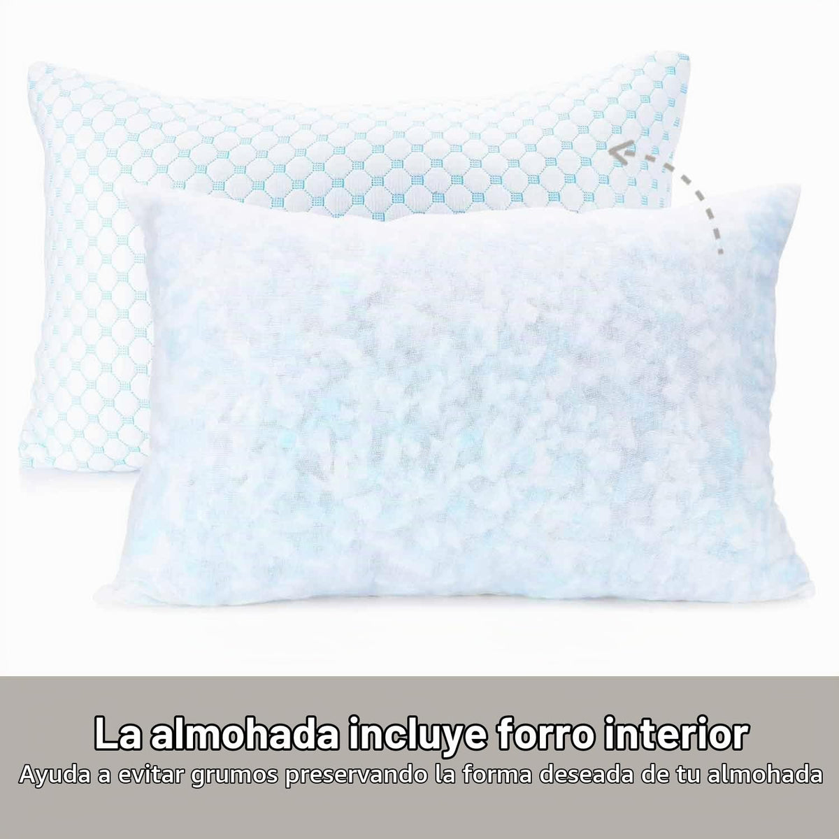 Nestl Bedding Cooling Pillow Heat & Humidity Reduction Rayon & Gel Memory Foam, Adjustable, Washable, - King - 18" x 36" - Pack of 1